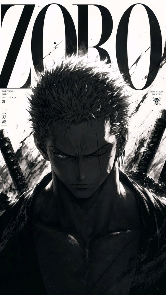 Zoro Black & White Wallpaper