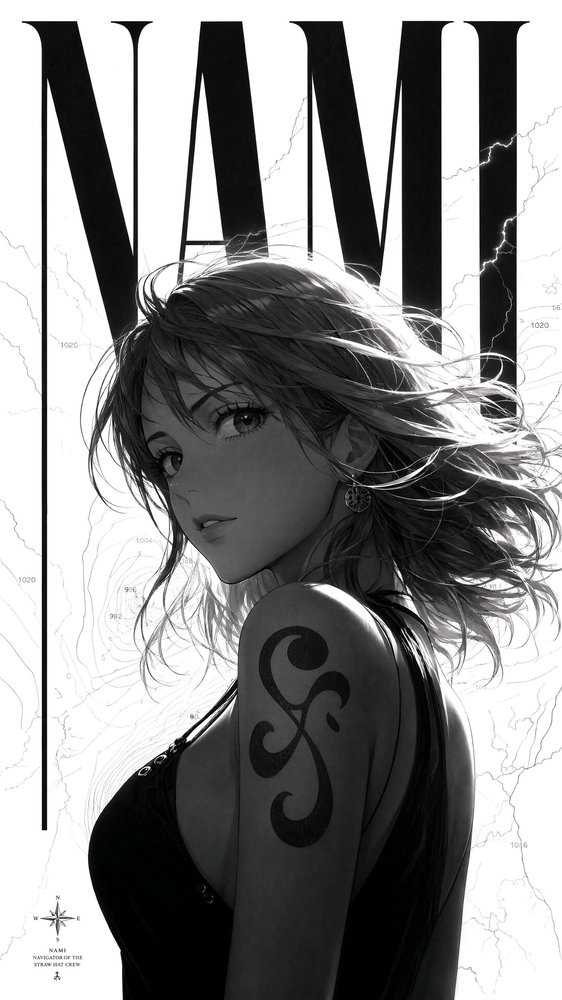 Nami Monochrome Wallpaper