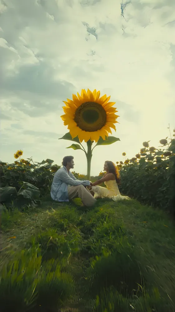 Sunflower Field Smile Pose