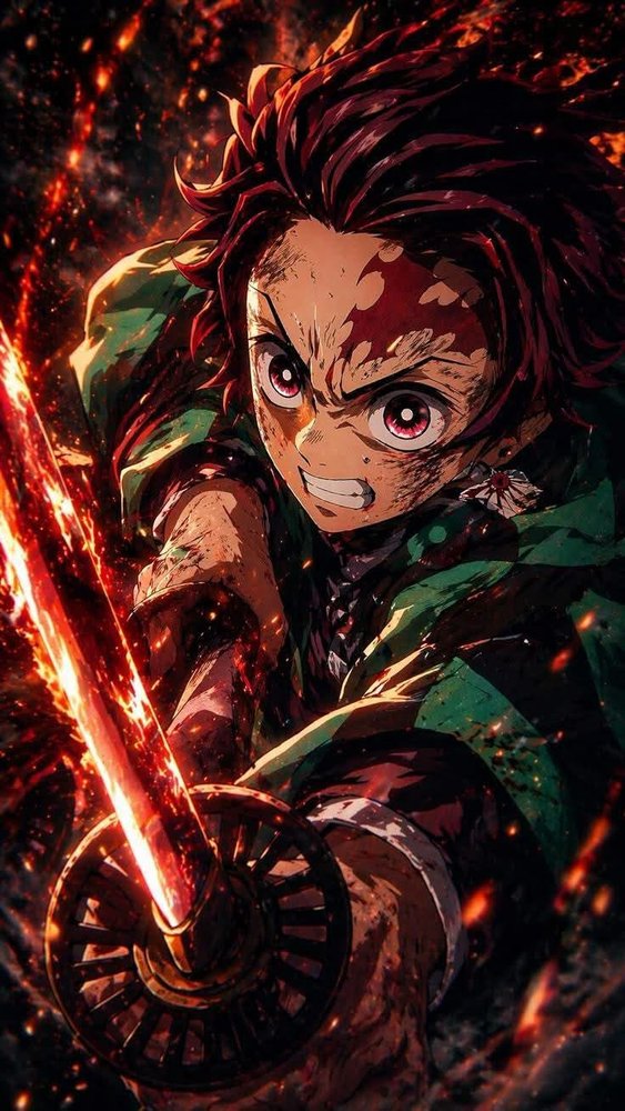 Tanjiro Fire Aura Wallpaper