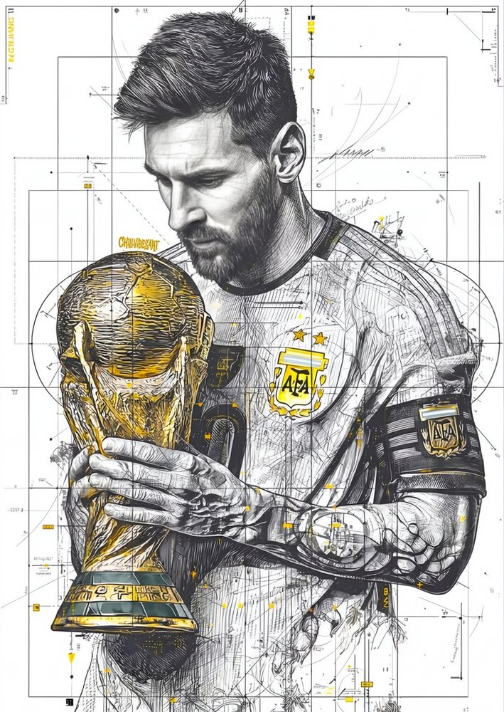 Messi carrying Cup