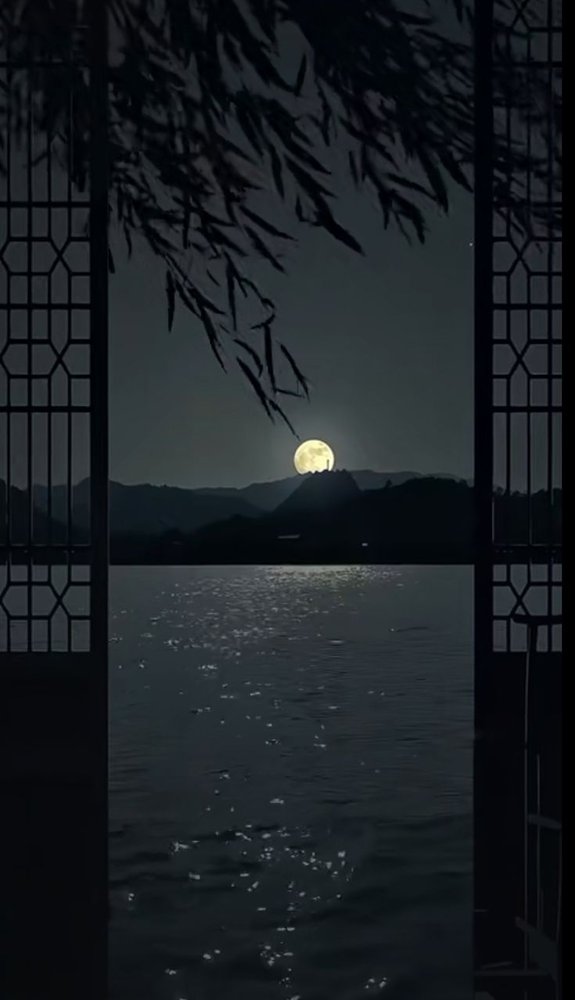 Moonlit Window View