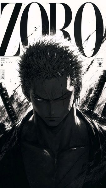 Zoro Black & White Wallpaper