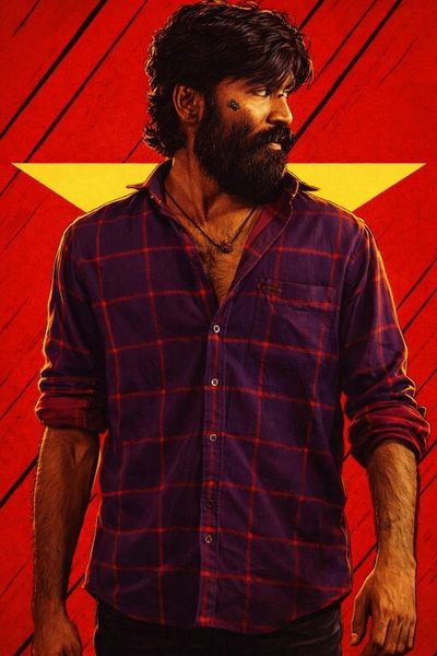 Dhanush Red Background Male Poster