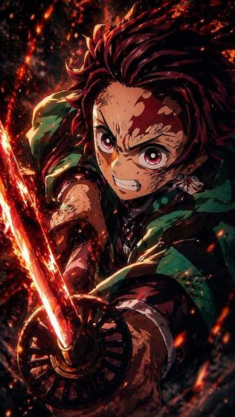 Tanjiro Fire Aura Wallpaper