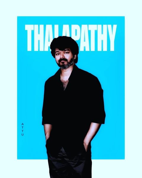 Thalapathy Vijay Blue Minimal Standing Wallpaper