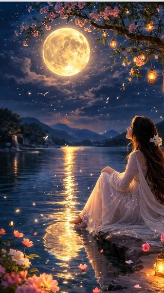 Moonlit Lake Garden