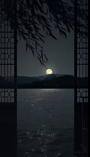 Moonlit Window View